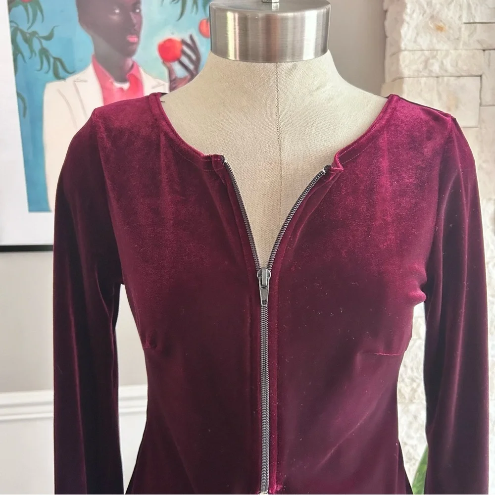Vintage Via Velvet 2-Piece Set Burgundy 90s Grunge Made in USA Size Medium